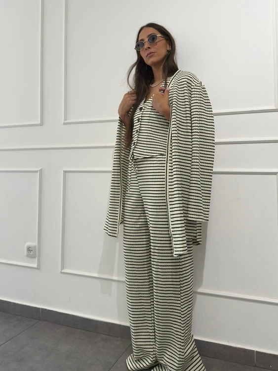 חליפת 3 חלקים - לבן שחור