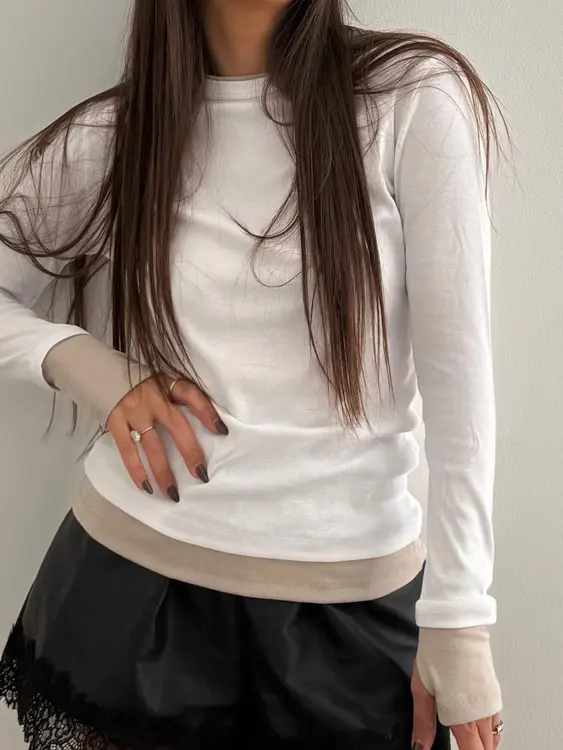 חולצת ריב כפפה שילוב