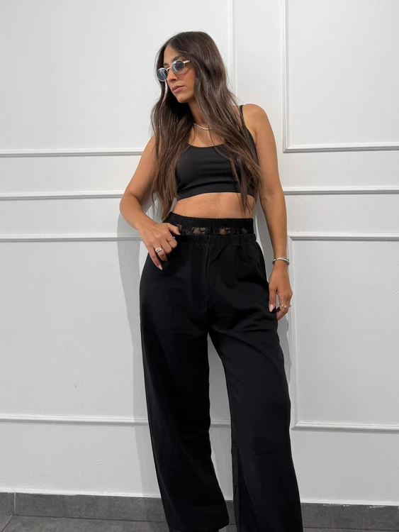 מכנס גומי שילוב תחרה