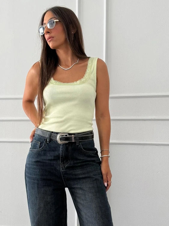 גופיית ריב שילוב תחרה XS/S