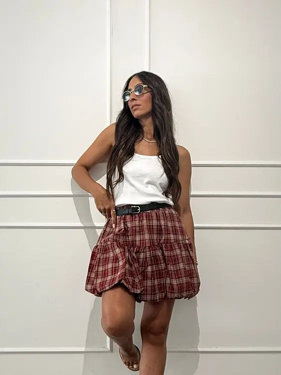 חצאית משבצות + חגורה