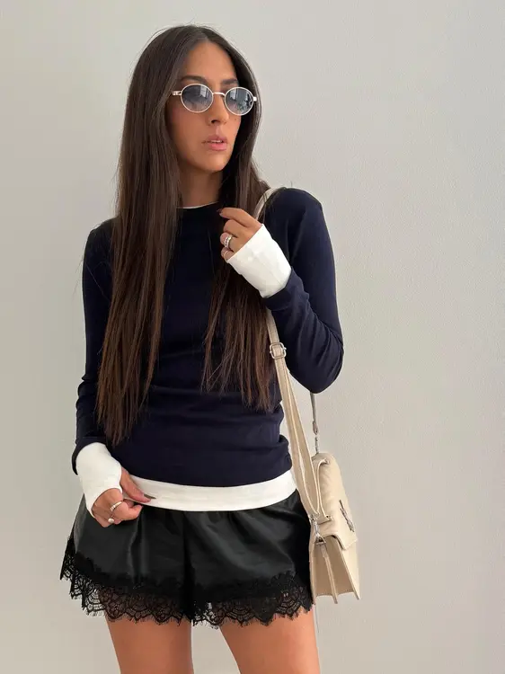 חולצת ריב כפפה שילוב