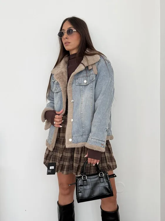 ג'קט ג'ינס עם פרווה