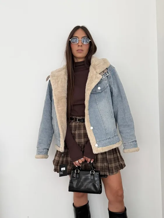 ג'קט ג'ינס עם פרווה