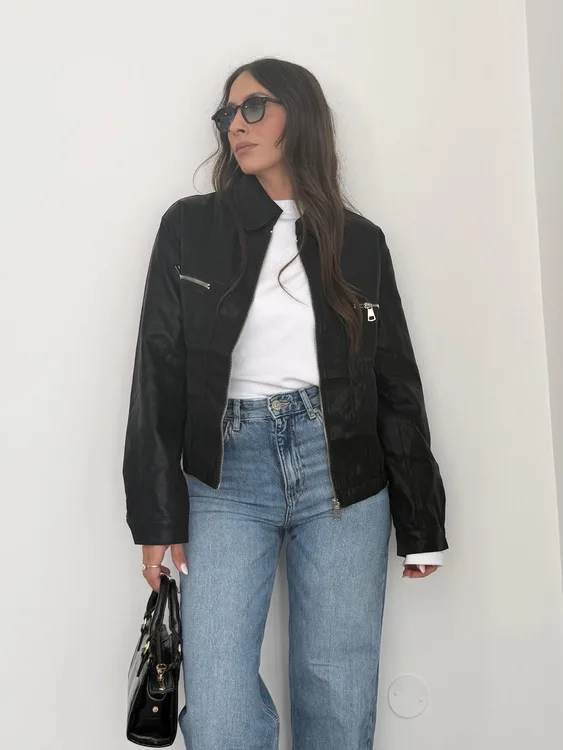 ג'קט דמוי עור - שחור