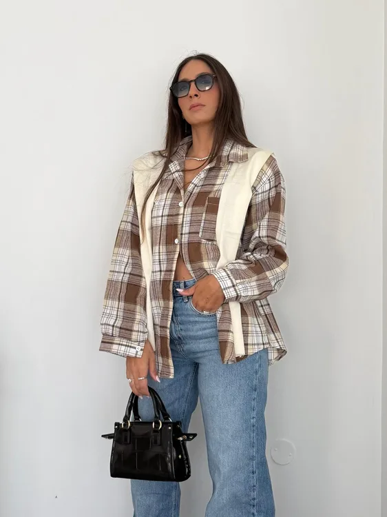 מכופתרת משובץ O/S