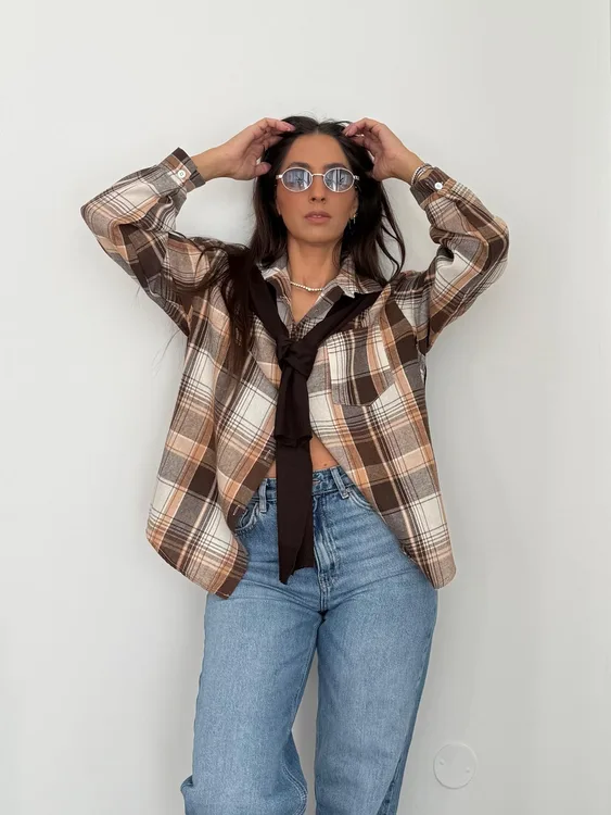 מכופתרת משובץ O/S