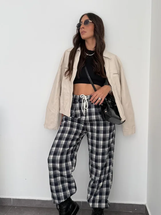 מכנס משבצות - כחול