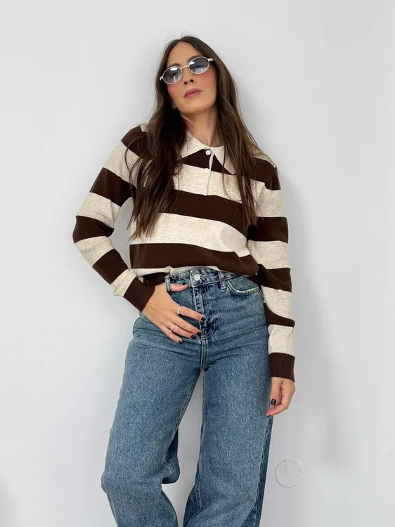 סריג פסים צווארון