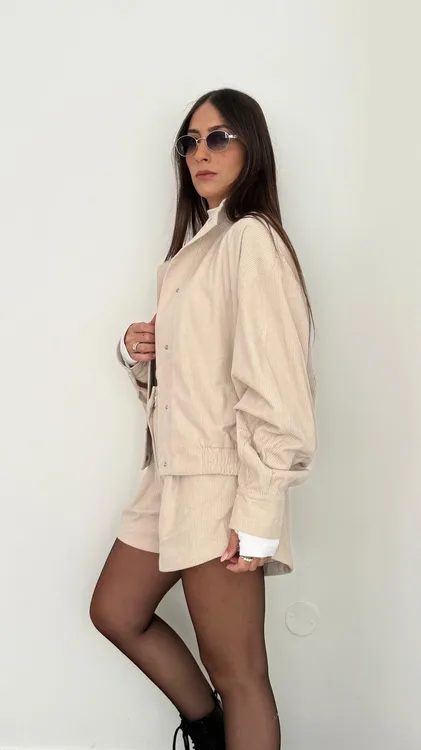 חליפת קורדרוי- שמנת