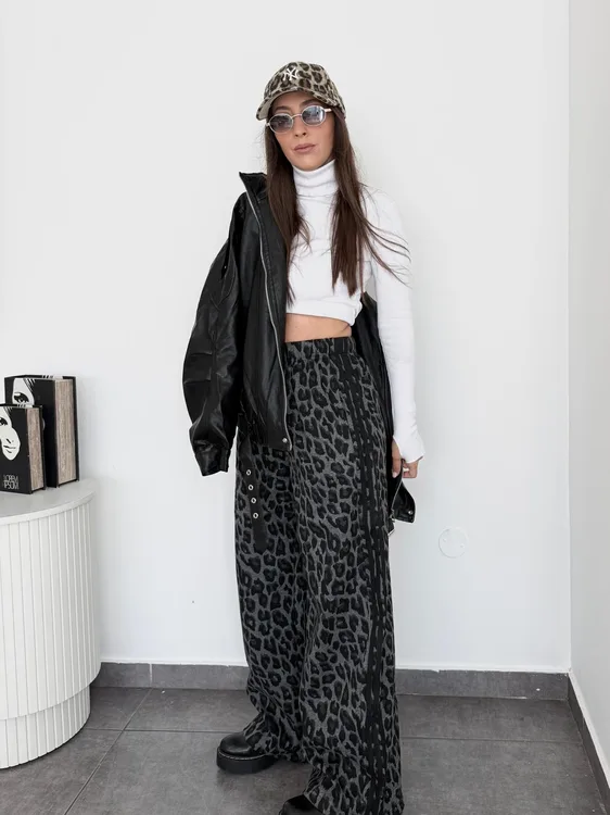 מכנס מנומר שחור