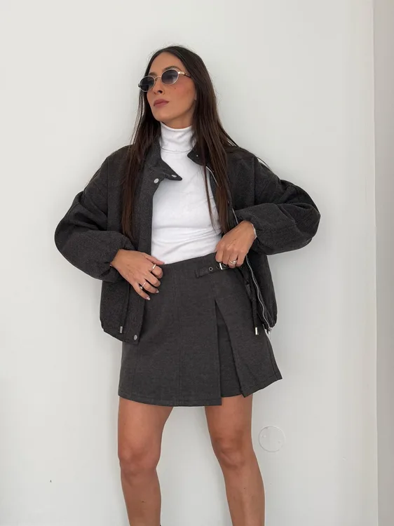 מכנס חצאית צמר אפור