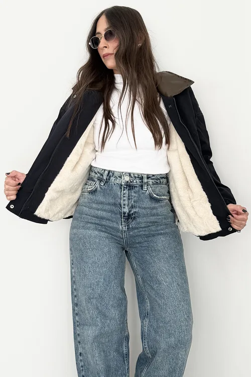 מעיל פרווה - כחול