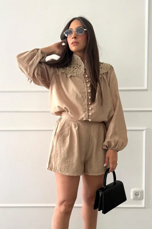 חליפה שילוב ריקמה O/S