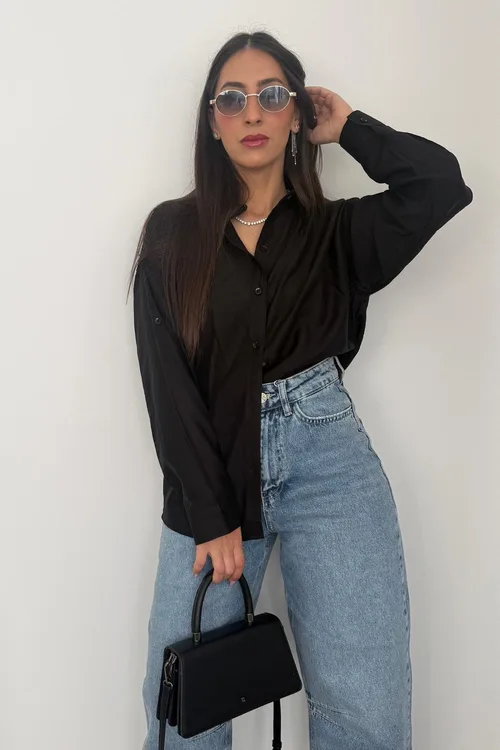 מכופתרת פשתן משי