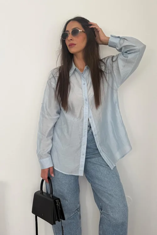 מכופתרת פשתן משי