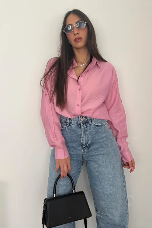 מכופתרת פשתן משי