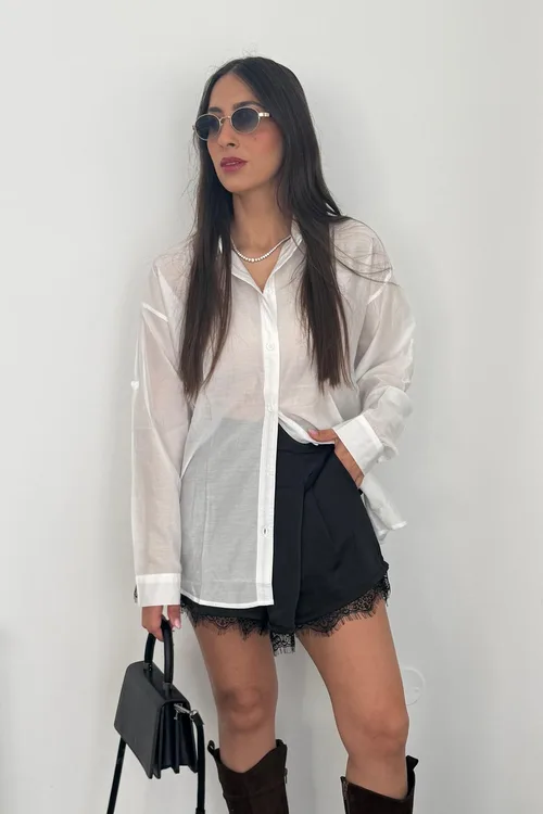 מכופתרת פשתן משי